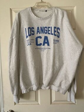 The Laundry Room Light Gray Crewneck Sweatshirt with Blue Los Angeles Print